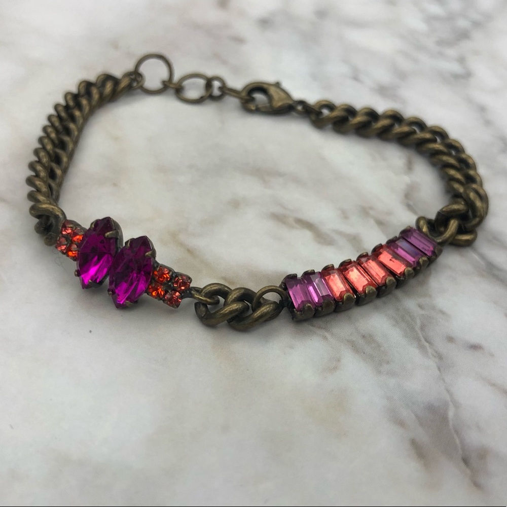 Chloe + Isabel Crystal Baguette Bracelet (Pink)